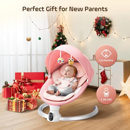 Brolteja Sdraietta Neonati Elettrica 0 9 kg,Dondolo Neonati Elettrico con Telecomando e Bluetooth,Sdraietta Neonati con 5 Ampiezza di Dondolio e Cintura di Sicurezza a 5 Punti,Rete per Insetti (Rosa) : Prima infanzia