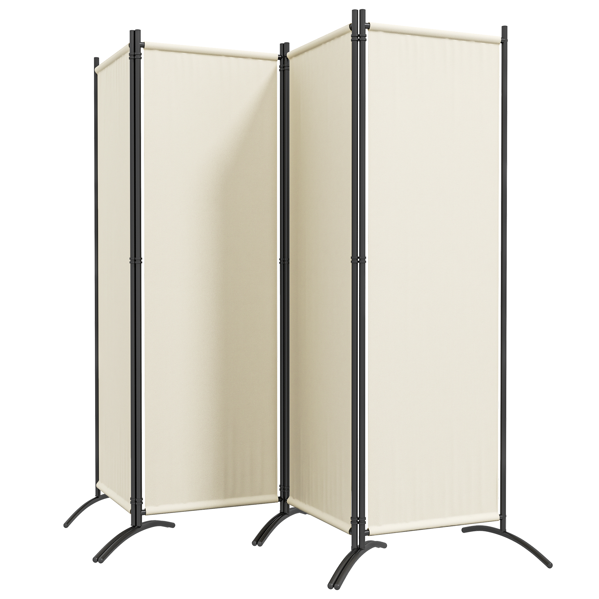 Outsunny Paravent 221 x 172 cm 4-Panel Outdoor-Paravent mit breiten Füßen aus 180 g/m² Polyesterstoff Creme