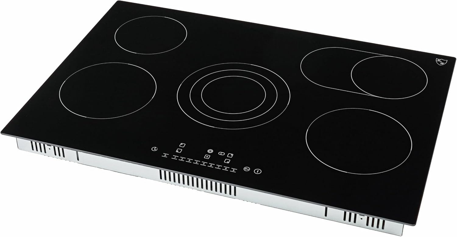 Elektro-Kochfeld K&H 5 Zonen Glaskeramikkochfeld 77cm Elektro Autark Eigebaut NC-9608F