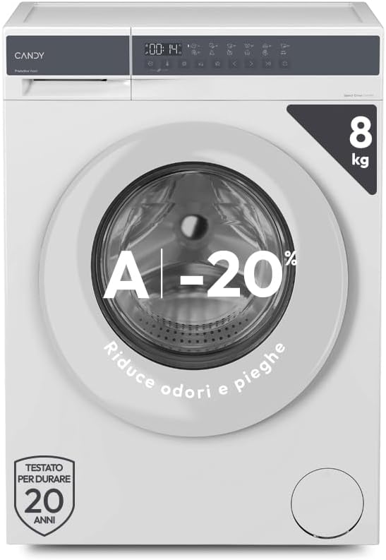 Candy Easy Pro Lavatrice 8 Kg, 1200 Giri, Classe A-20%, Bianca