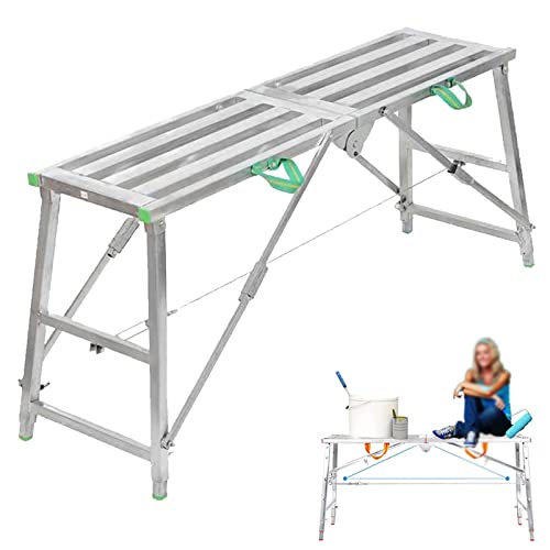 YUIIWKIUFWZ Torre di ponteggio Pieghevole Portatile Multiuso con Struttura in Acciaio zincato, capacità di carico di 880 libbre, Piattaforma di Lavoro di Altezza 140 cm, Scala, Sgabello, banco : Amazon.it: Fai da te