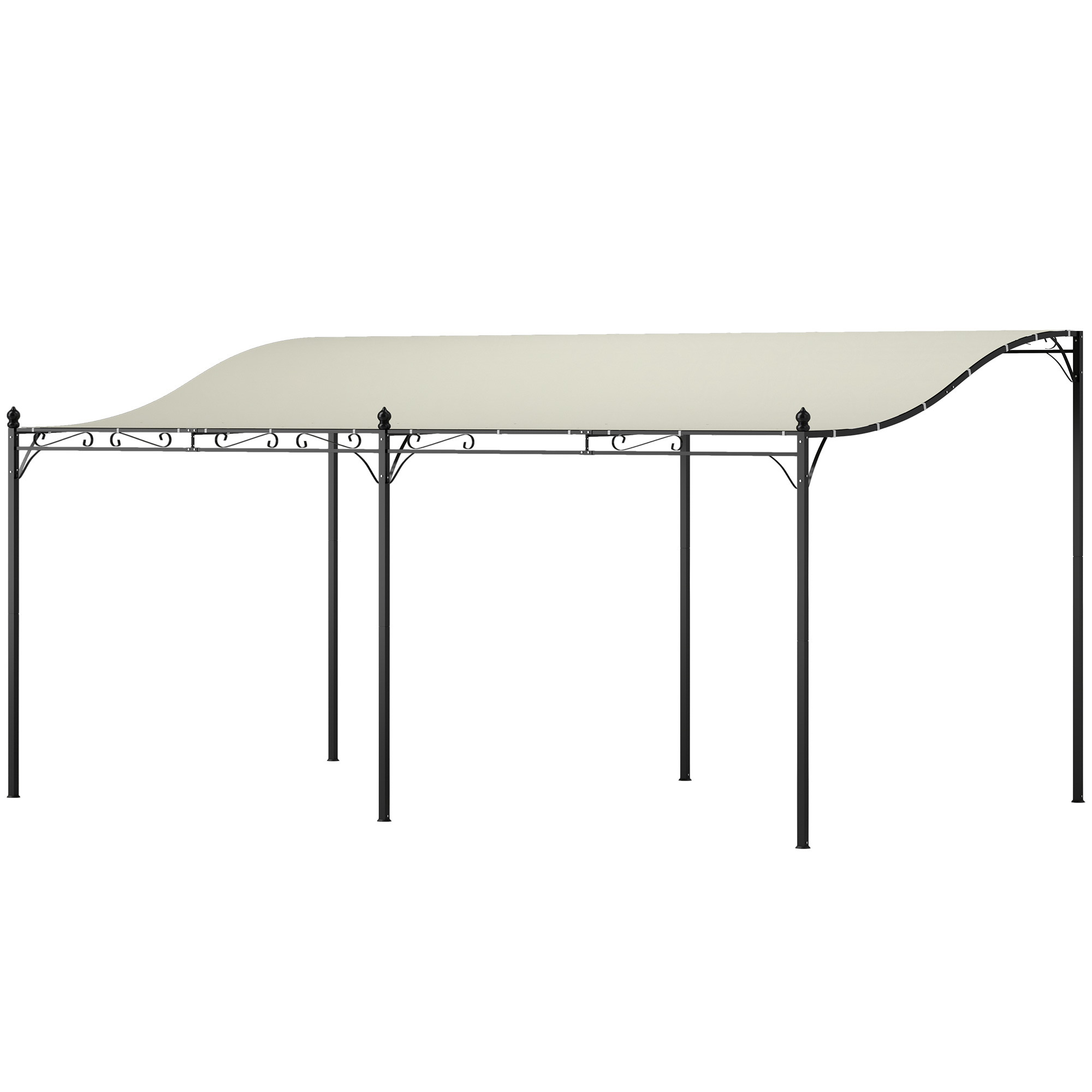 Outsunny 3 x 5 m Pergola, Flexibel Tuindak met Waterdichte Zeil en Metalen Frame, Schaduwplek, Crèmewit