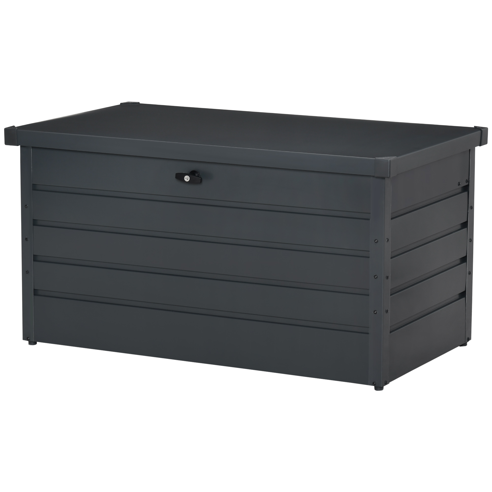 Outsunny Gartenbank Truhe mit Schlüssel, Moderne Stahltruhe, Grau, 120x62x62cm