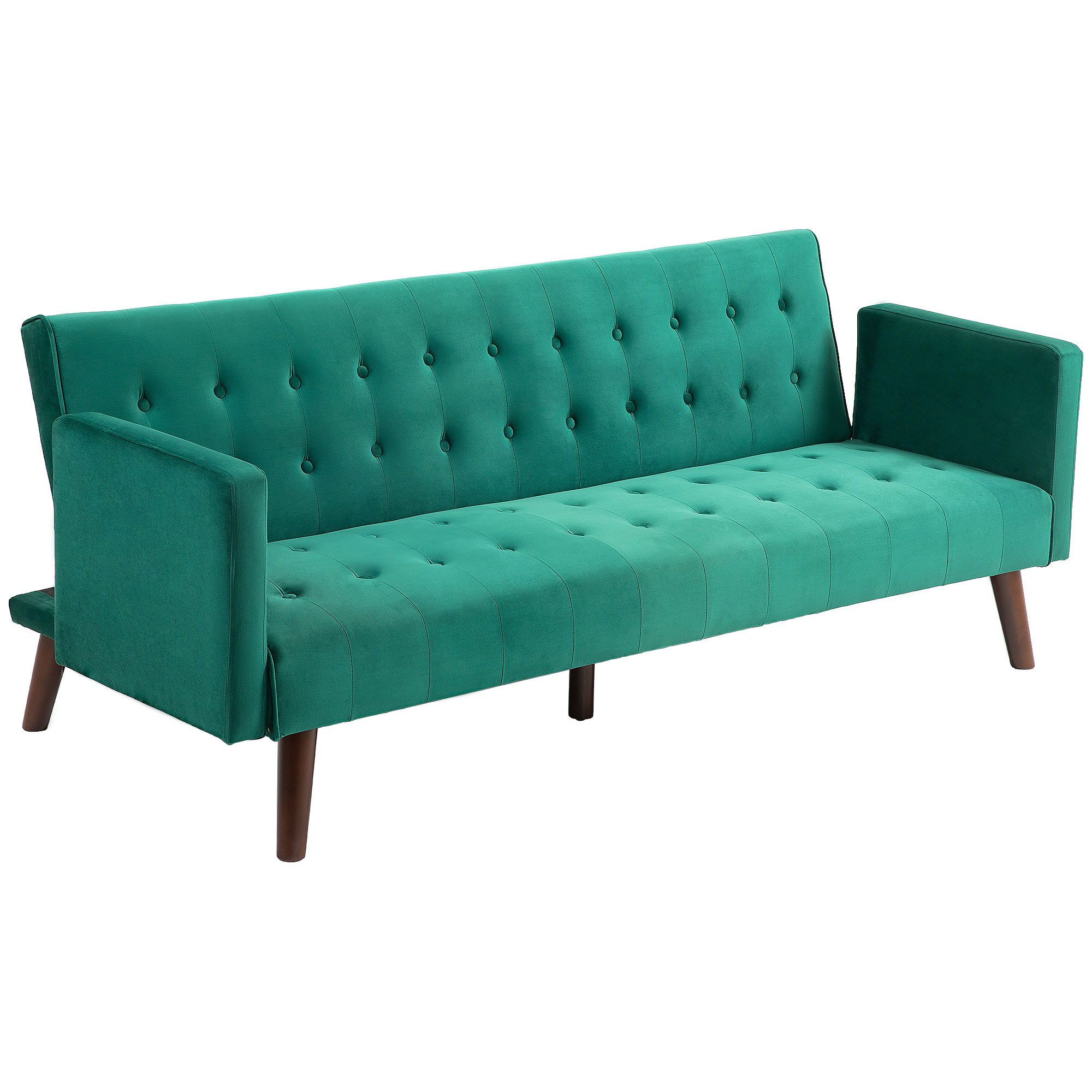HOMCOM Schlafsofa 3-Sitzer, elegantes gepolstertes Sofa mit Holzbeinen für Wohnzimmer, Gästezimmer, grün