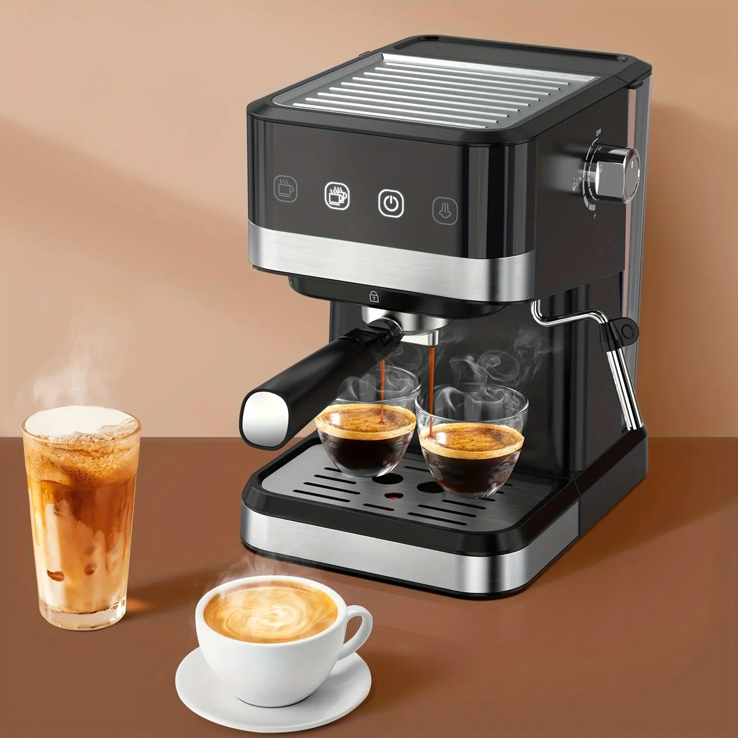 Macchina Da Caffè In Plastica E Acciaio 1050w 1,5l Nero