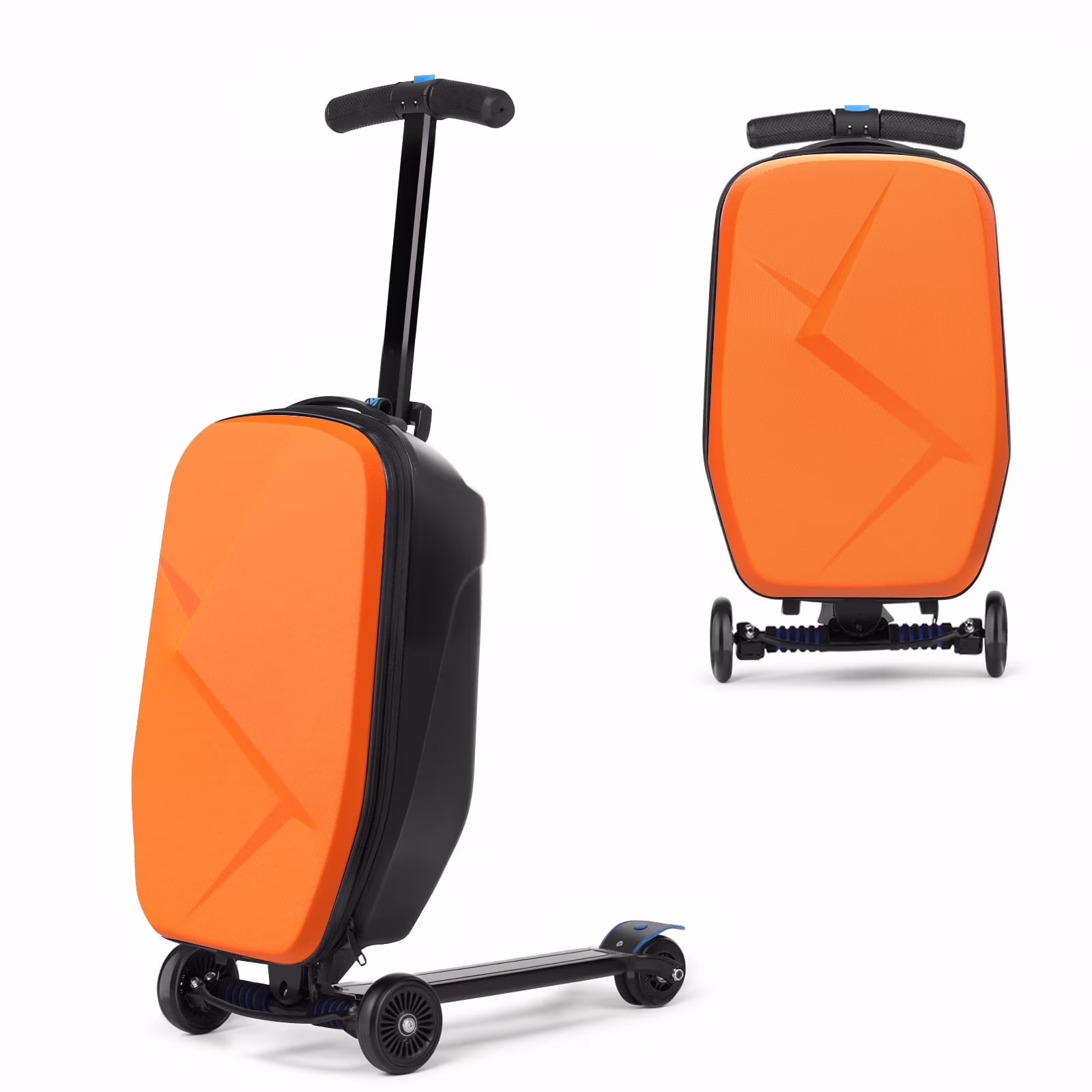 Advwin Scooter Luggage for Kids & Adults, Hardside Ride on Suitcase for Kids Ages 4-15 Multifunctional Lightweight Foldable Carry on Luggage with Wheels Ride on for Children Teenagers, Pink