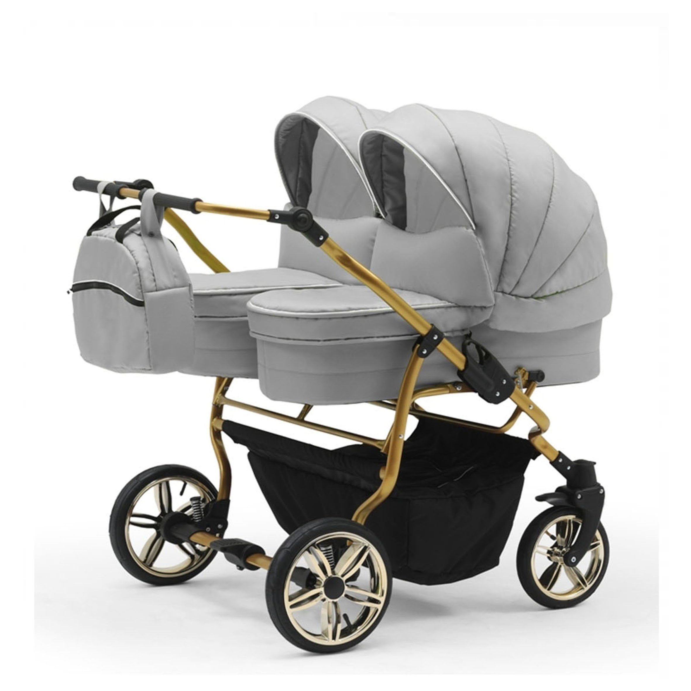 Zwillingswagen Duet Lux Gold 5 in 1 inkl. Sportsitze, Autositze und Isos in 20 Farben