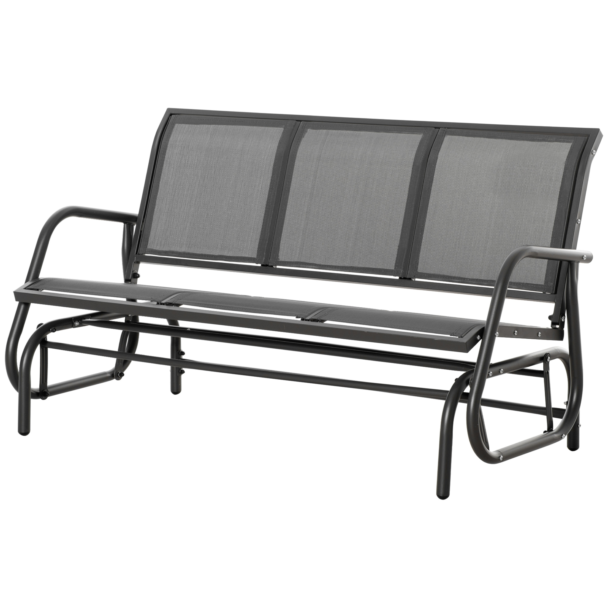 Outsunny Schaukelbank für den Garten für 3 Personen aus Metall und atmungsaktivem Netzgewebe, 147x75x85cm, Grau