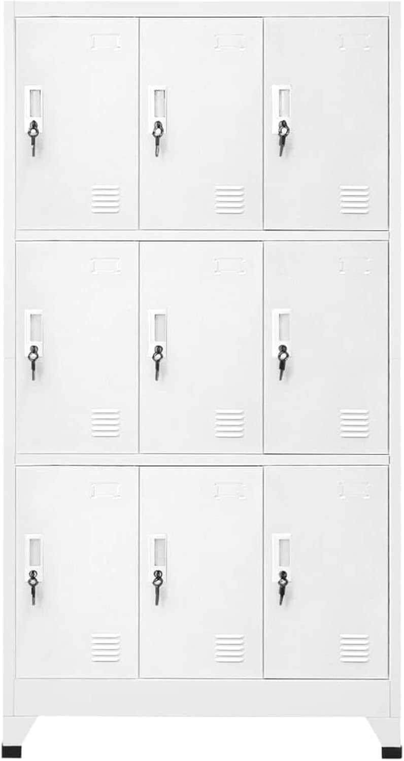 Festnight Cabinet with 9 Steel Cabinets | Locker Cabinets | Metal Cabinet | Office Filing Cabinet 90 x 45 x 180 cm Grey