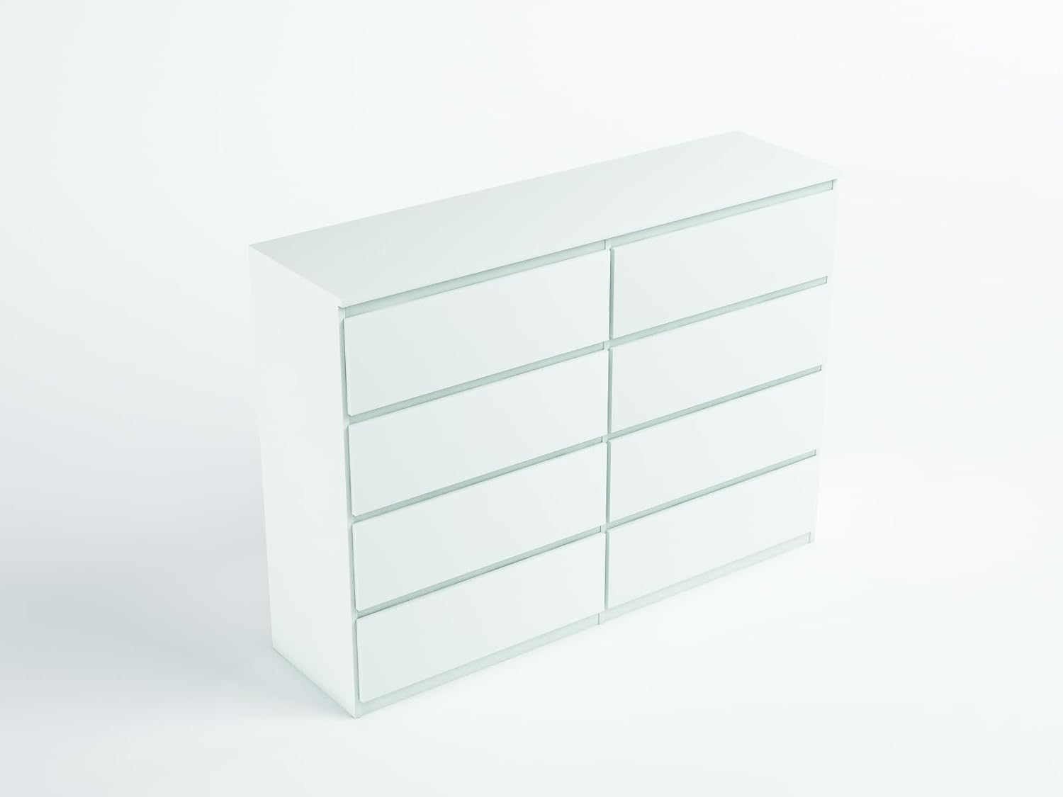 meble masztalerz Kommode Weiss Matt mit 8 Schubladen - 138,5 x 101,5 x 39 cm - Sideboard Wohnzimmer, Schlafzimmer - Schubladenschrank - Komodenschrank