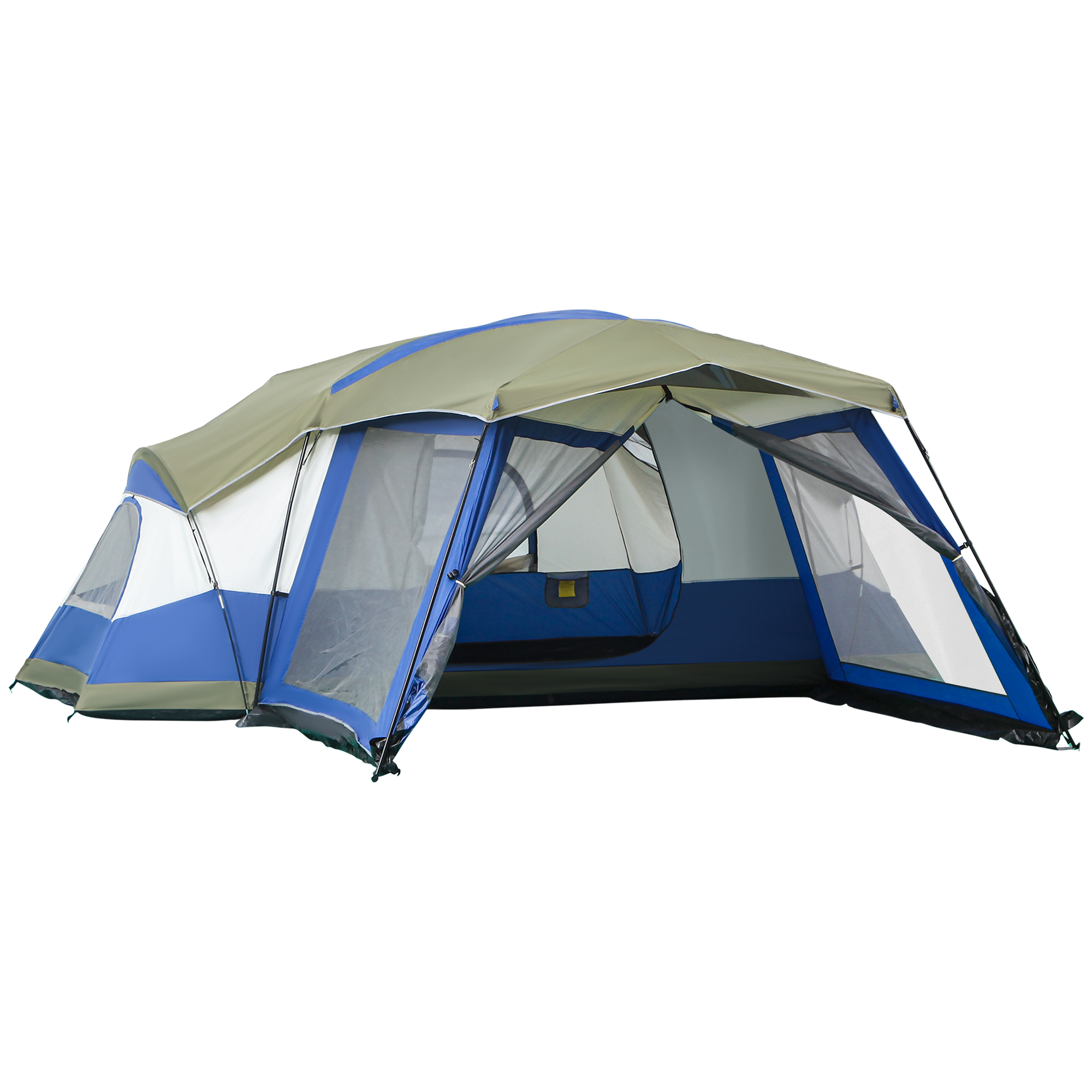 Camping Tent 6-8 Persoons Familietent met Vestibule Glasvezel Blauw