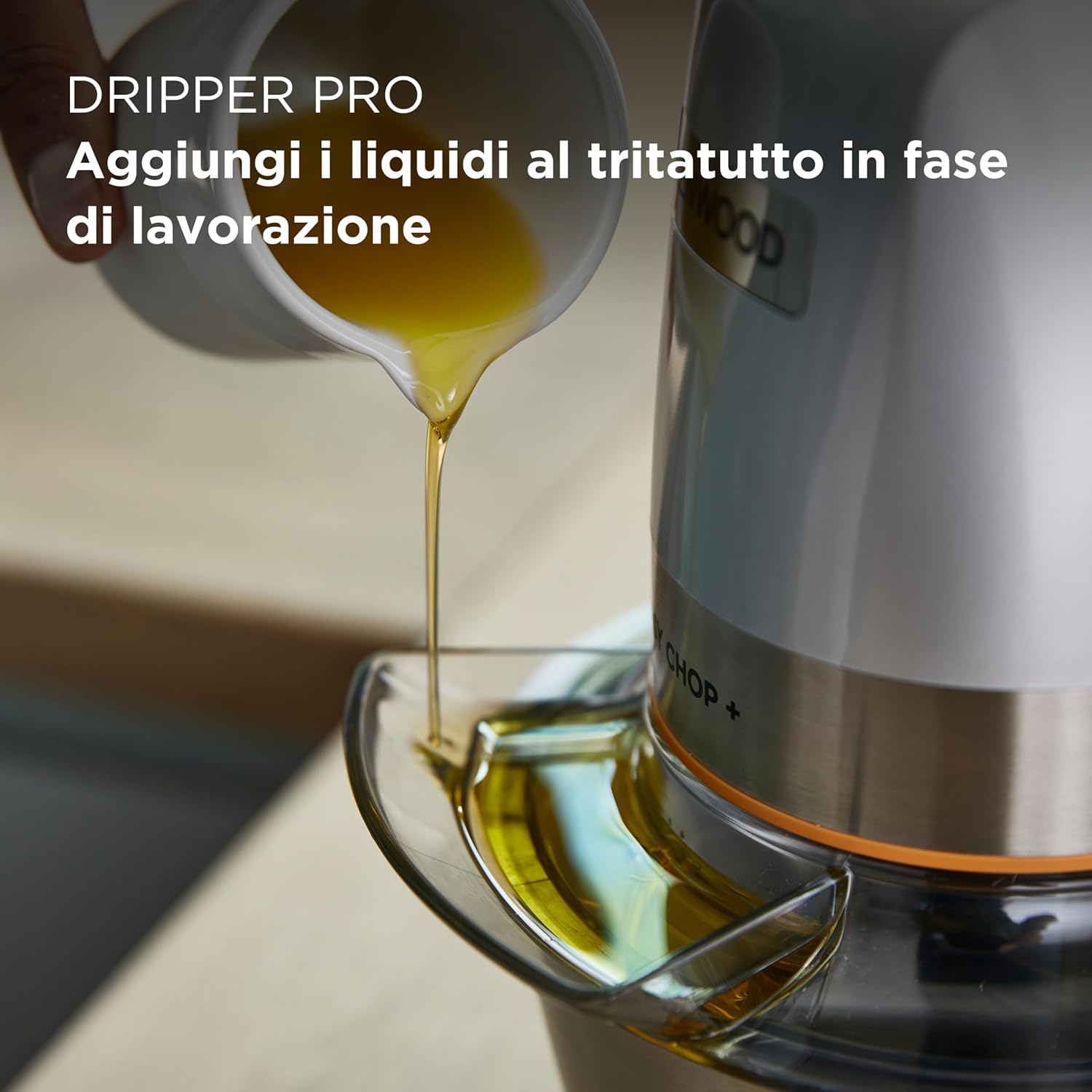 Kenwood Chopper CHP61.100WH, Potenza 500W, Ciotola da 0.5L, 2 velocità, Sistema a quattro lame, Anello antiscivolo per la stabilità del tritatutto, Lavabile in Lavastoviglie, Bianco/SIlver