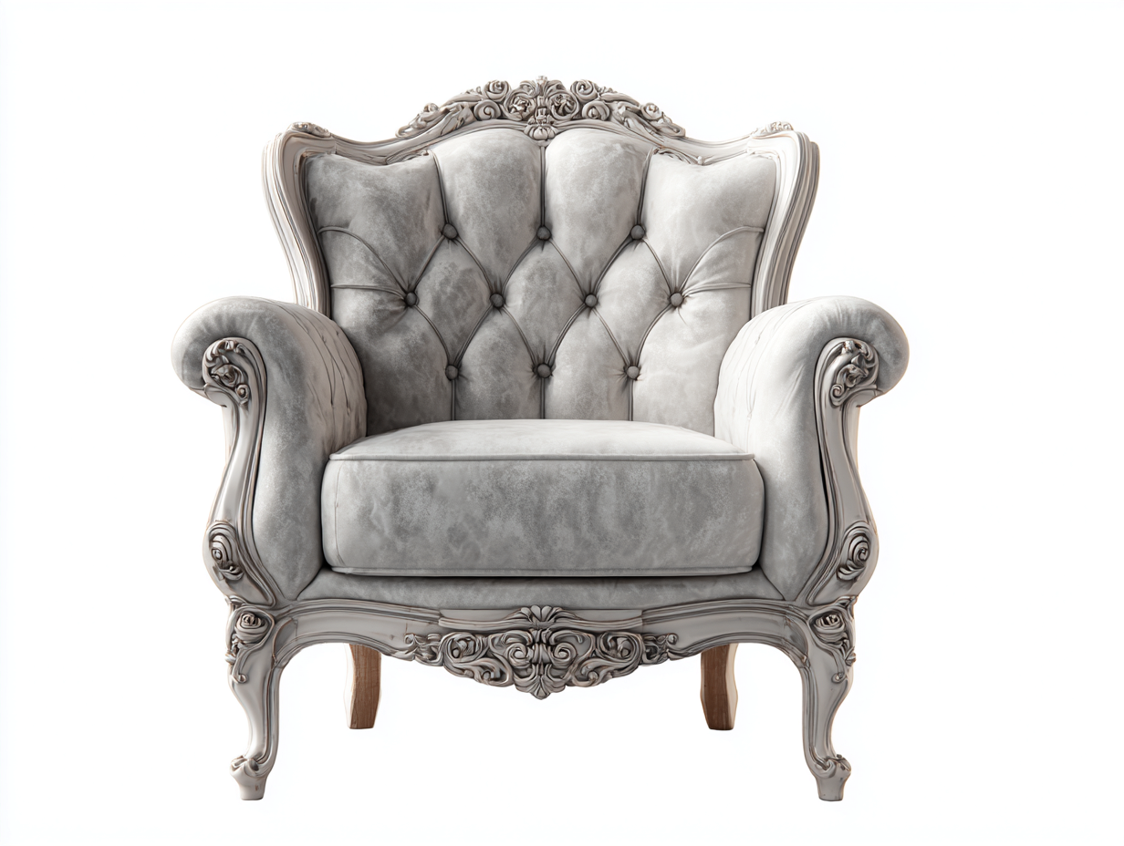 Sessel Samt Grau 95x85x100 cm - Klassischer Polstersessel geeignet für Wohnzimmer Vintage Design