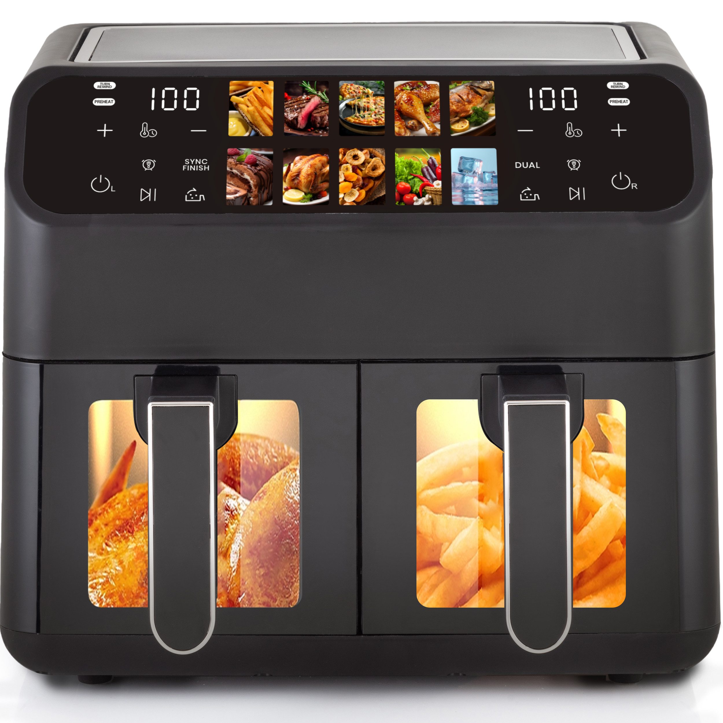 Heißluftfritteuse 9 L Airfryer – Doppelkammer & LED-Farbbildschirm