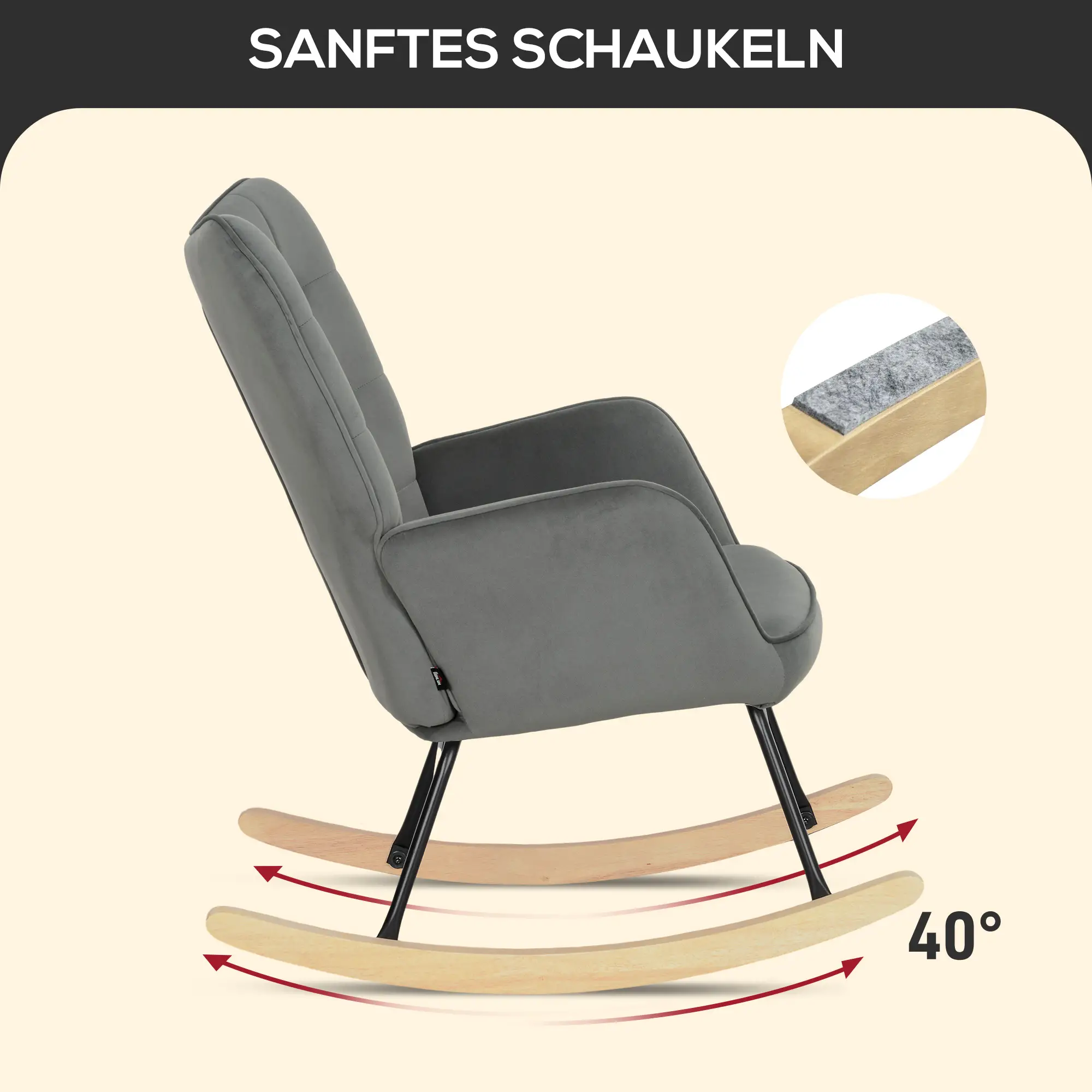 HOMCOM Schaukelstuhl Samt mit Schaukelfunktion und Komfortpolsterung