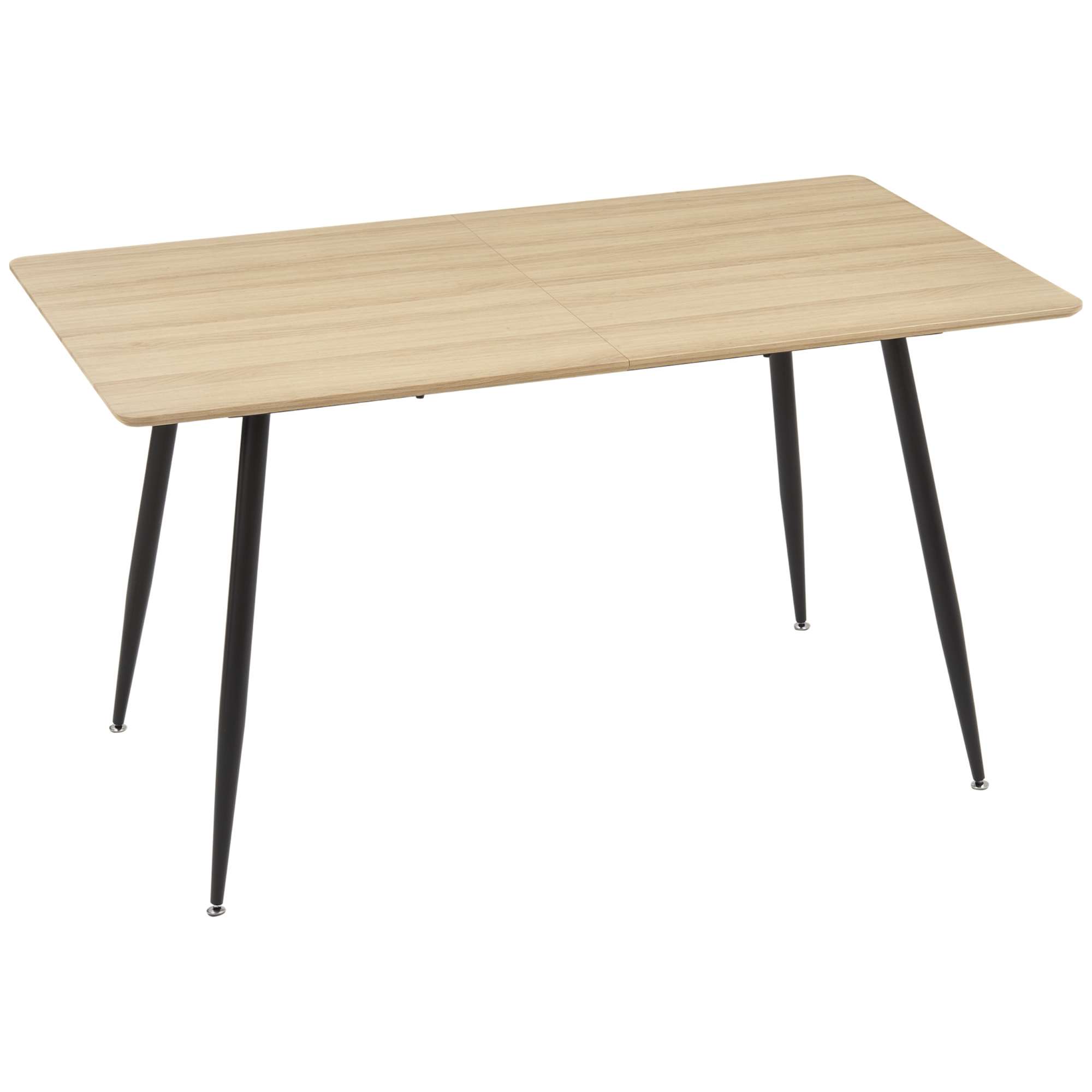 HOMCOM Esstisch im Skandi-Design, Küchentisch, für 4 Personen, Holzoptik, 140 cm x 80 cm x 76 cm, Natur + Schwarz
