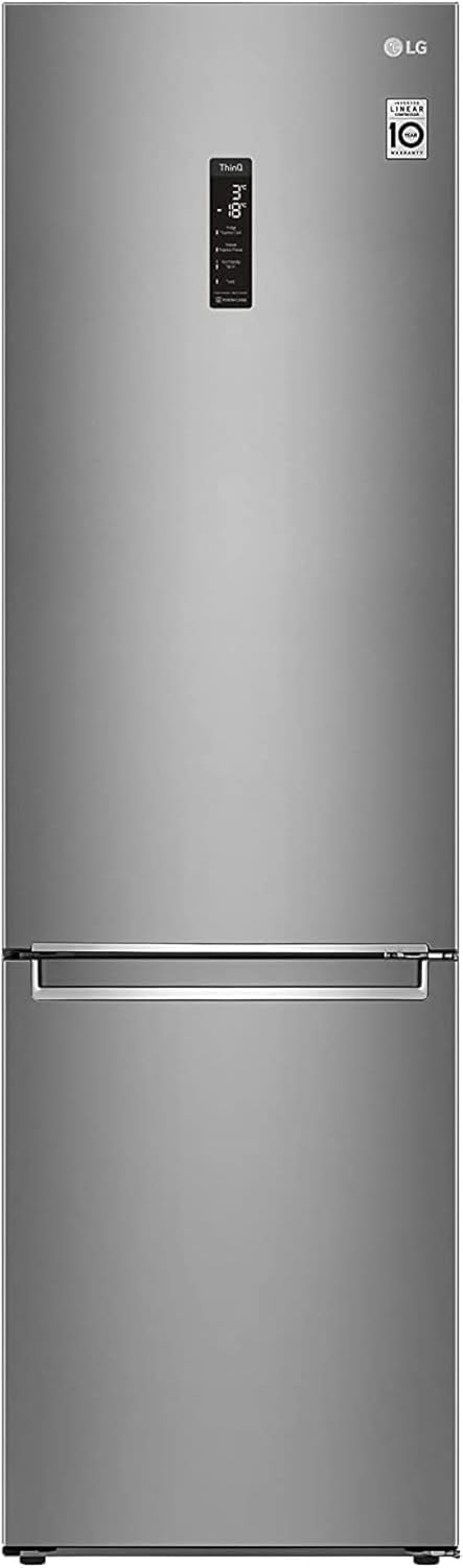 LG GBV7280DPY Combined Refrigerator, Class D, No Frost Refrigerator, 387L, Flat Doors, Door & Linear Cooling Technology, Fresh Balancer & Converter, Metal Fresh, Smart Inverter Compressor, Silver