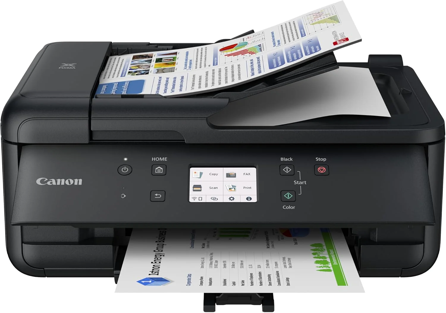 IC-Office TR7650 Farbtintenstrahl Multifunktionsdrucker 4-in-1 (Drucken, Kopieren, Scannen, Faxen, ADF, WLAN, AirPrint) schwarz + 10 XXL Tintenpatronen