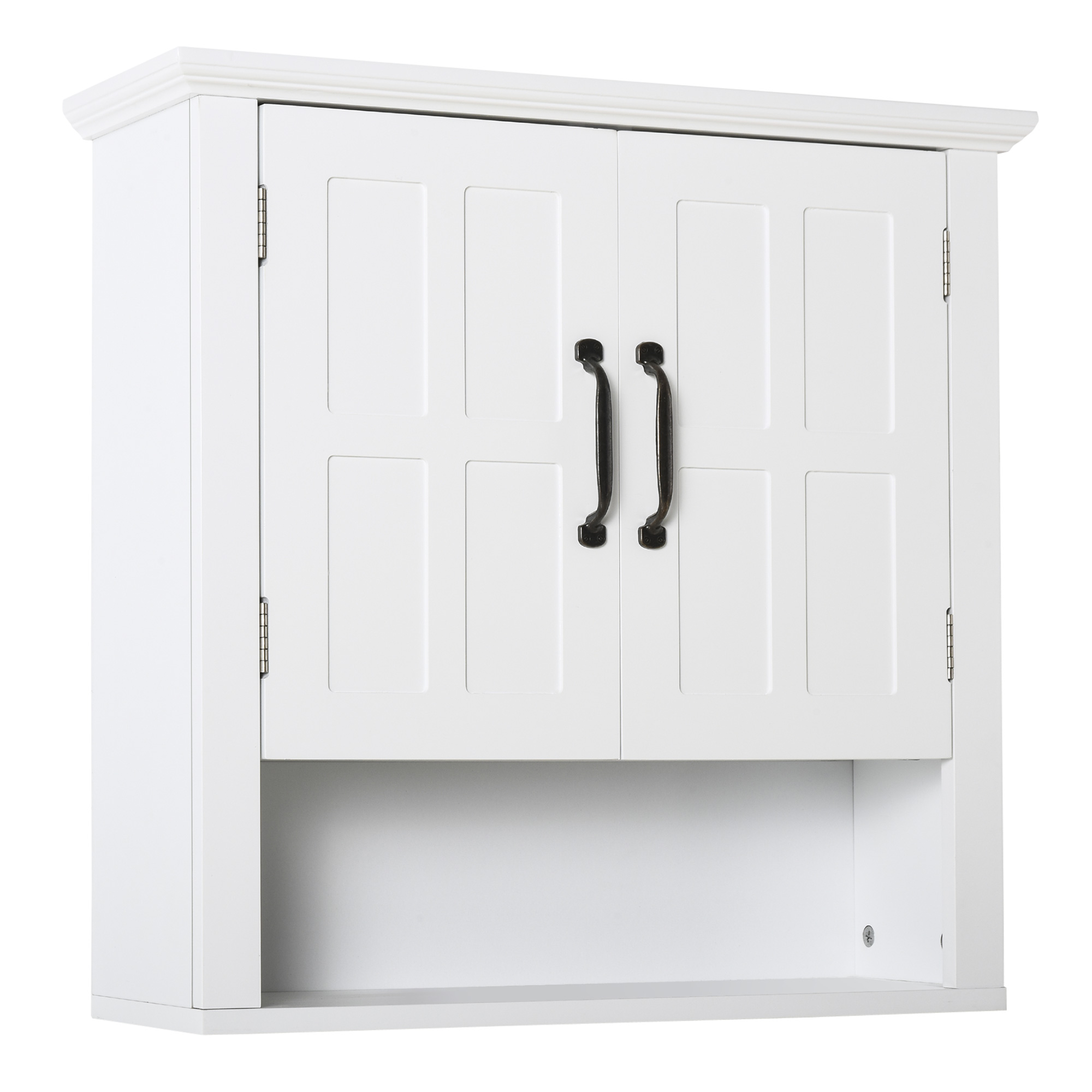 HOMCOM Badschrank Küchenschrank Hängeschrank Badezimmerschrank Badregal Wandschrank vestellbarer Einlegeboden Holz Weiß 60 x 19,8 x 58 cm