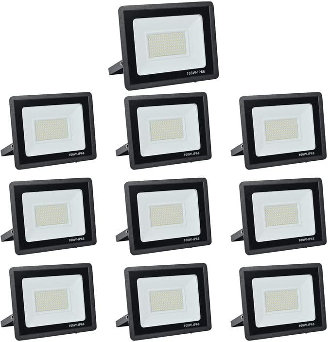 LED Strahler Außen 100W, 10000LM Superhell Scheiwerfer Flutlicht, 6000K Kaltweiß IP66 Wasserfest Außenstrahler für Hinterhof, Auffahrt, Türen, Garage, Flur, Garten