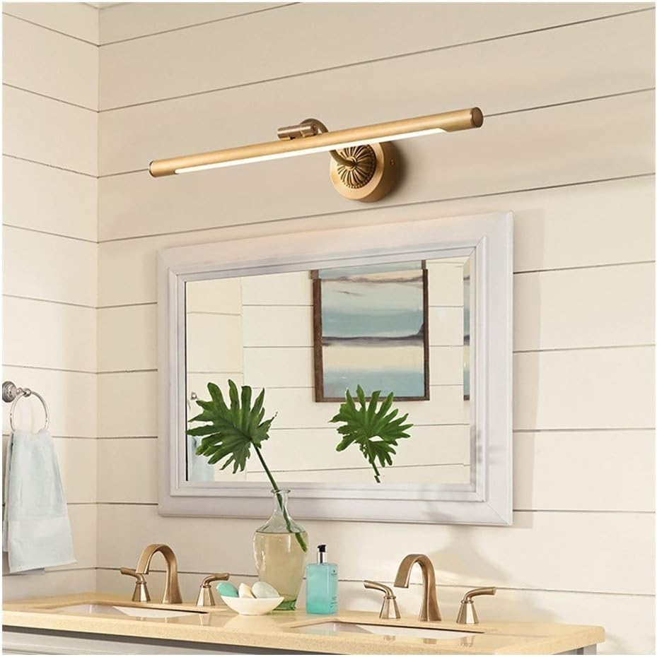 Spiegelfrontleuchte, Amerikanische Vollkupfer-Led-Badezimmerleuchte, Wasserdicht, Schminktisch-Spiegelschranklampe, Moderne Minimalistische Schlafzimmer-Wandleu,Neutral Light-43cm