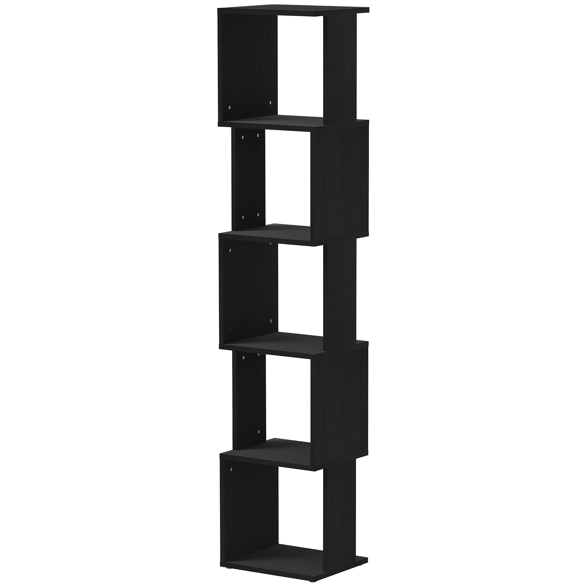 HOMCOM Moderne Design-Bibliothekregal mit 5 Ebenen - Praktische Aufbewahrung für Zuhause oder Büro, Schwarz
