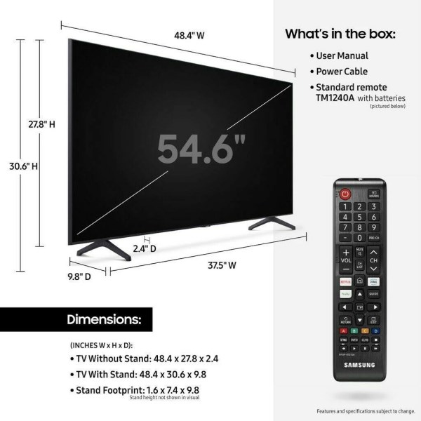 Samsung 55 Class 4k Crystal Uhd (2160p) Led Smart Tv With Hdr