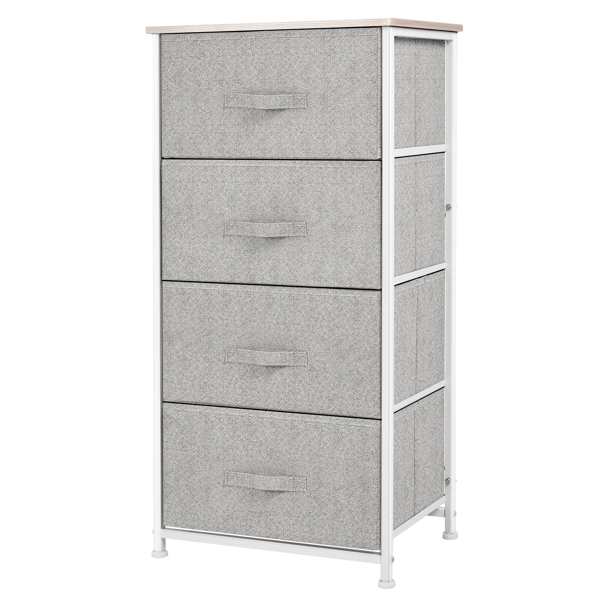 HOMCOM Kommode aus Stoff, Aufbewahrungsmöbel mit 4 Schubladen, Kommode Größe 45B x 30T x 92H cm, Metallrahmen