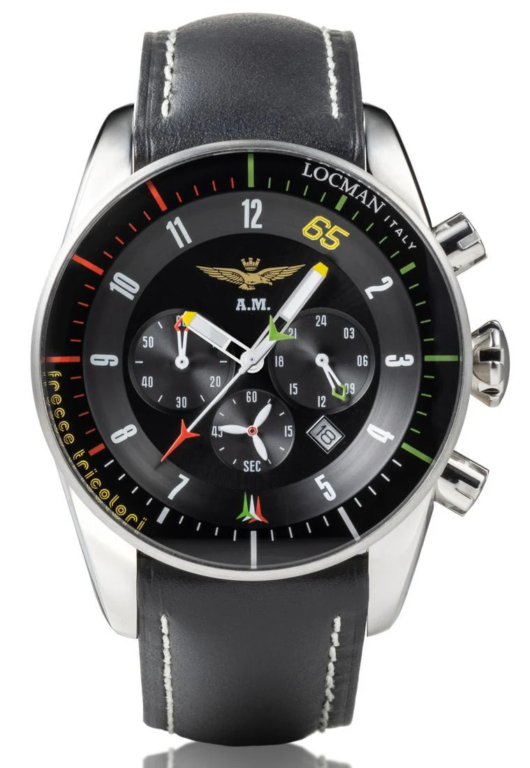 Orologio Locman Aviatore crono Frecce Tricolori cinturino in pelle nera