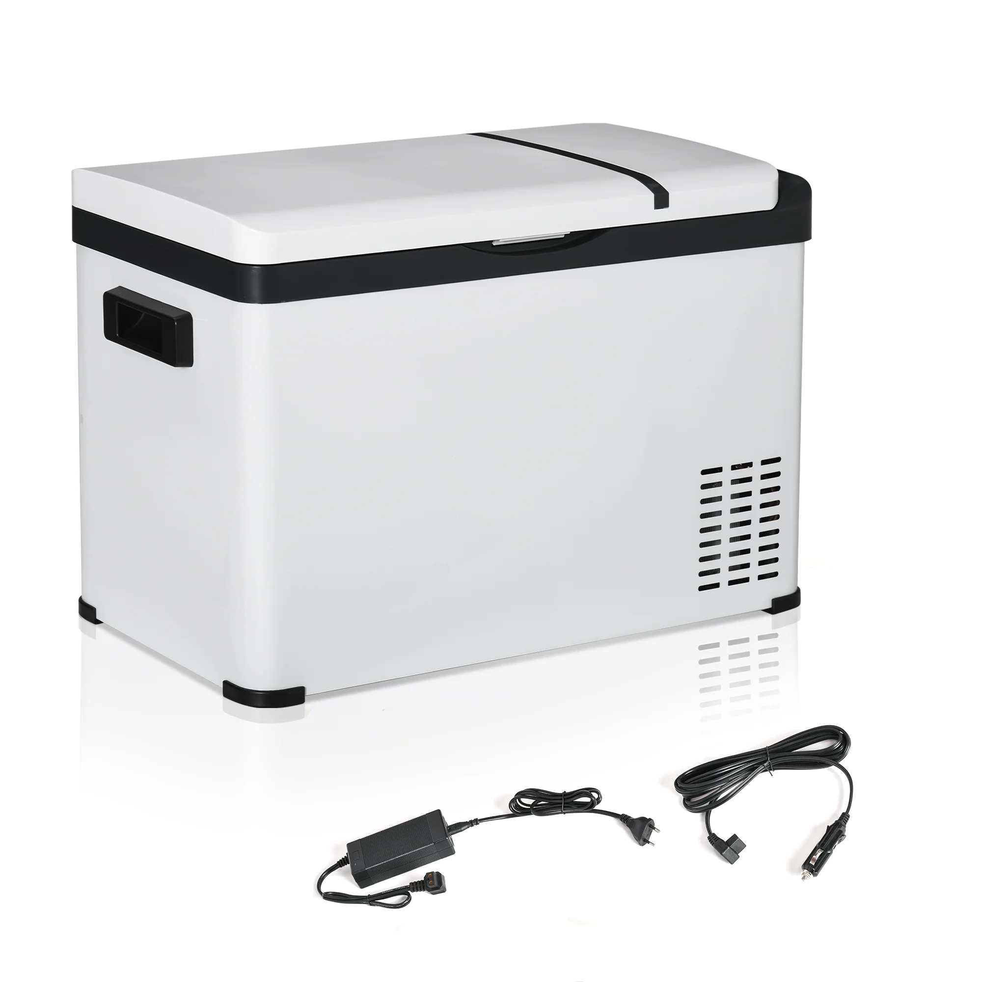 Outsunny Koelbox Auto 30L met Lcd-scherm Compressor Auto Koelkast Elektrische Boot Camper Reizen 12/24V DC en 110-240V AC Wit