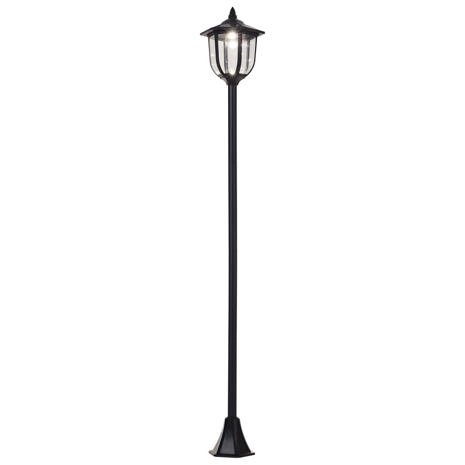 Outsunny Solar LED Gartenlaterne, Laterne aus Kunststoff, Außenleuchte für Innen und Außen 177 cm hoch, Gartenleuchte, 30/60 Lumen, für Garten Balkon Deko Schwarz