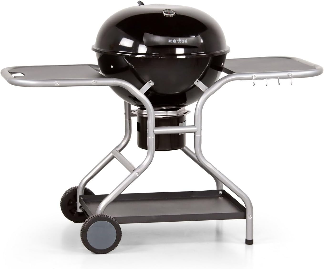 MasterCook - Barbecue a Carbonella Diametro Griglia 57 cm, Barbecue con Ruote e Coperchio, BBQ a Carbone Dotato di Termometro e Sistema Raccogli Cenere, Altezza Griglia da Terra 78 cm (Sally)
