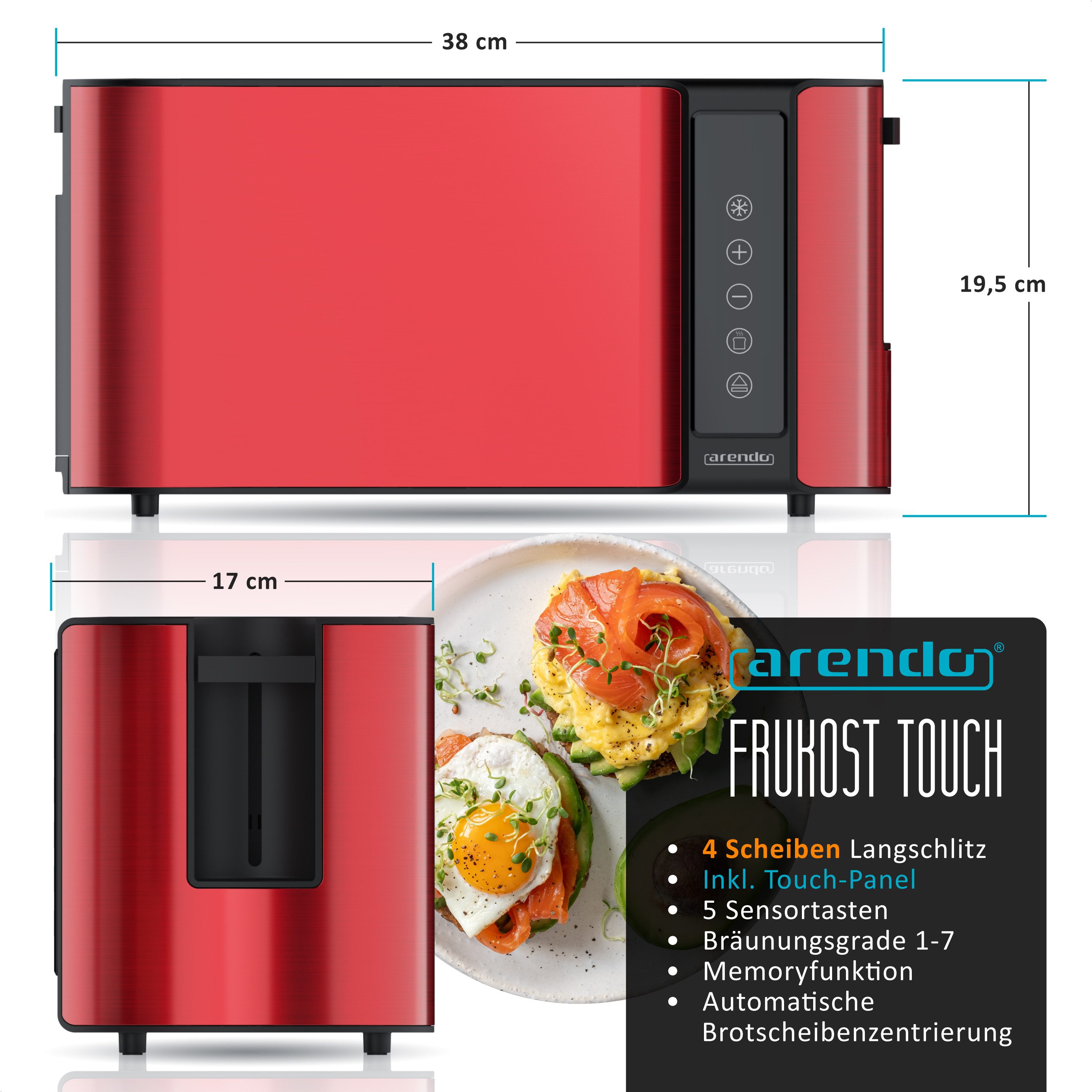 Toaster Wärmeisoliertes Doppelwandgehäuse, Display mit Restzeitanzeige