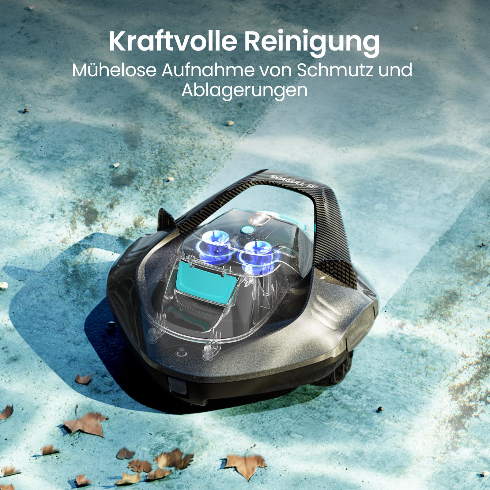 AIPER Seagull SE Poolroboter kabellos Akku 90 Min automatisches Parken Dual Motoren für flachen Pool bis 80 qm