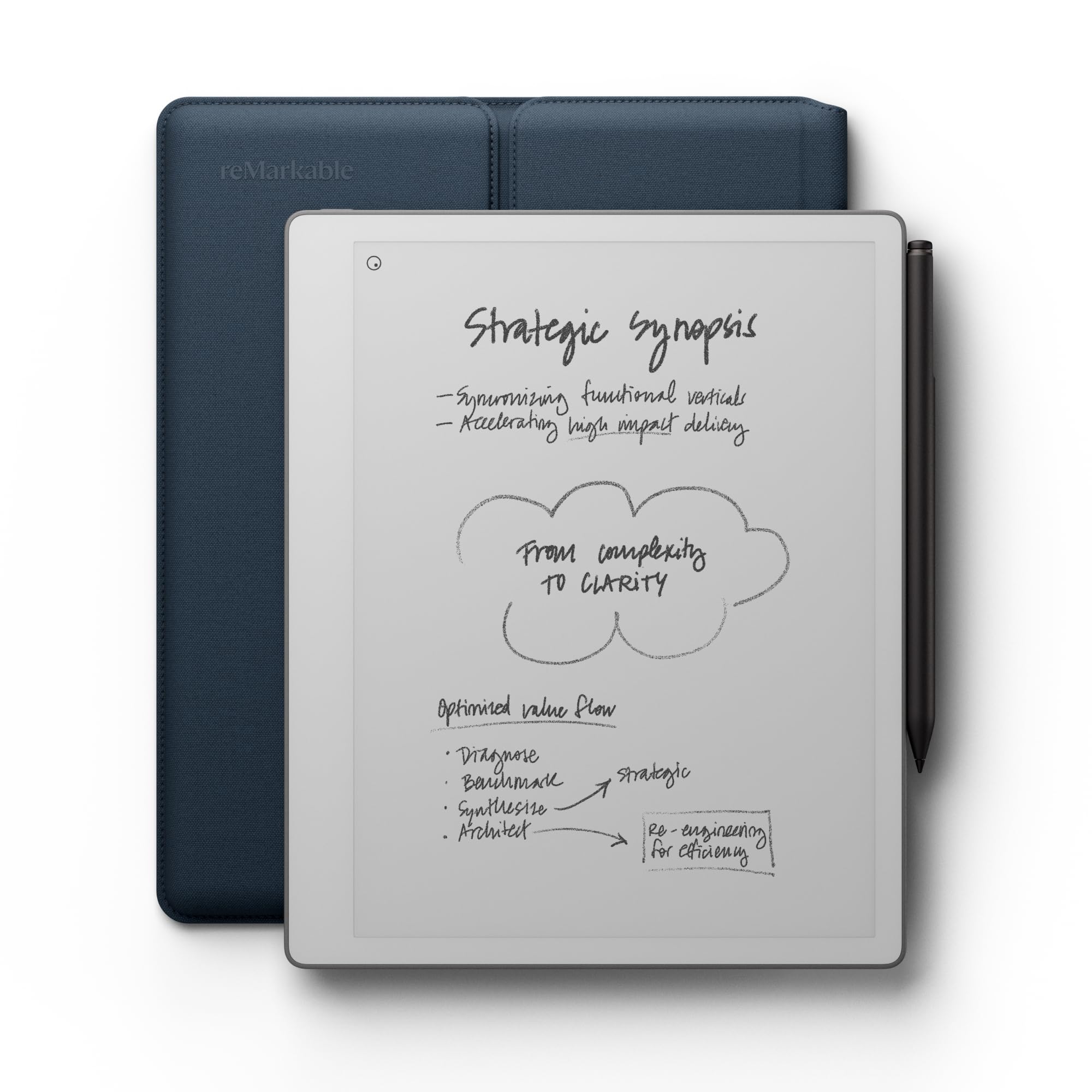 E-Ink-Tablet Paper Pure 10,3 Zoll WLAN mit Marker Plus und Sleeve Folio Schutzhülle Ozeanblau