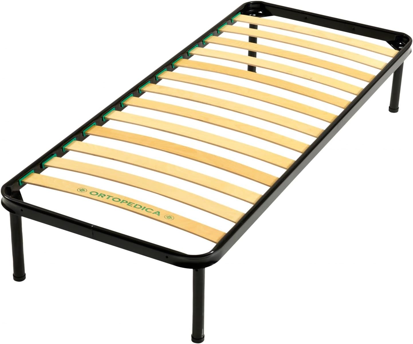 Leonardo - Single Bed Frame 80 x 190 cm - Multilayer Wooden Slats with Steel Frame - Orthopaedic Product