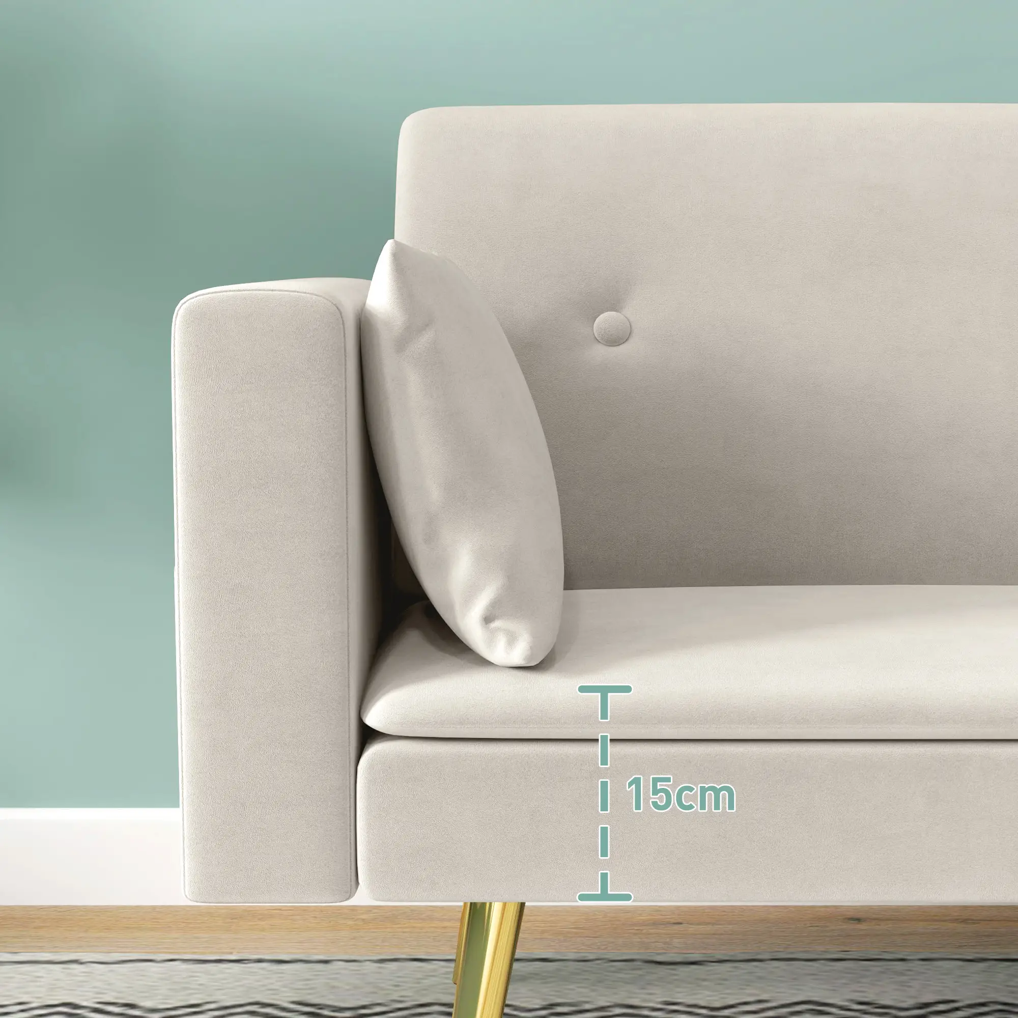 HOMCOM Schlafsofa 2-Sitzer mit 3-fach verstellbarer Rückenlehne, Seitentasche
