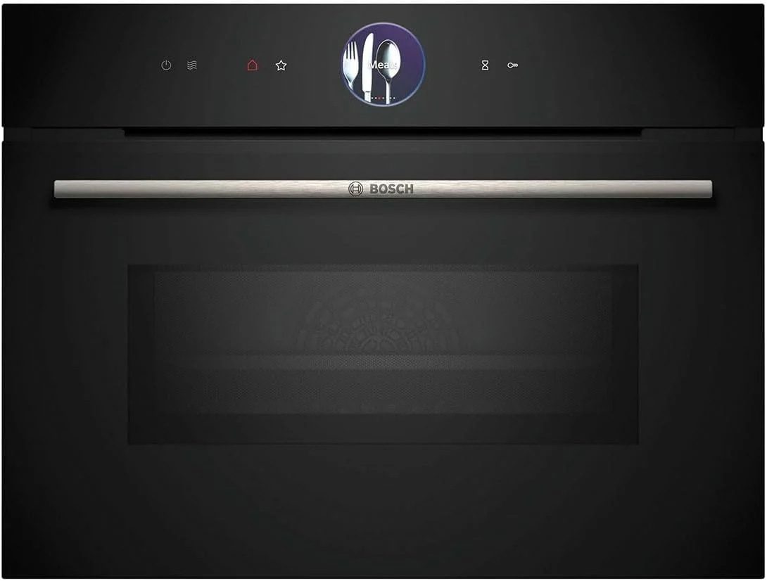 Bosch CMG7241B1, 45 x 60 cm, Serie 8 smarter Einbau-Kompaktbackofen mit Mikrowellenfunktion, Schwarz, Made in Germany, Air Fry, Digitaler Bedienring