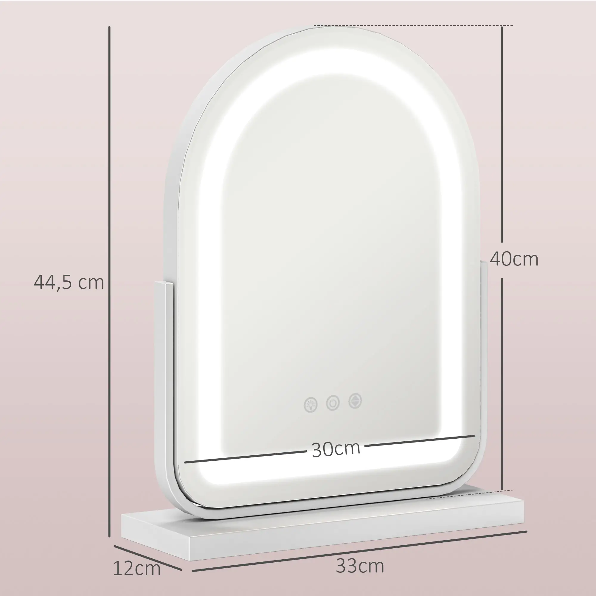 HOMCOM Schminkspiegel mit LED Beleuchtung Touch-Steuerung Weiß