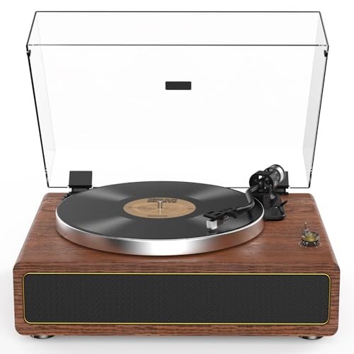 Giradischi con Altoparlanti Incorporati, Giradischi Vinile Bluetooth 2 Velocità 33/45 RPM e Auto Off/Aux In/RCA : Elettronica