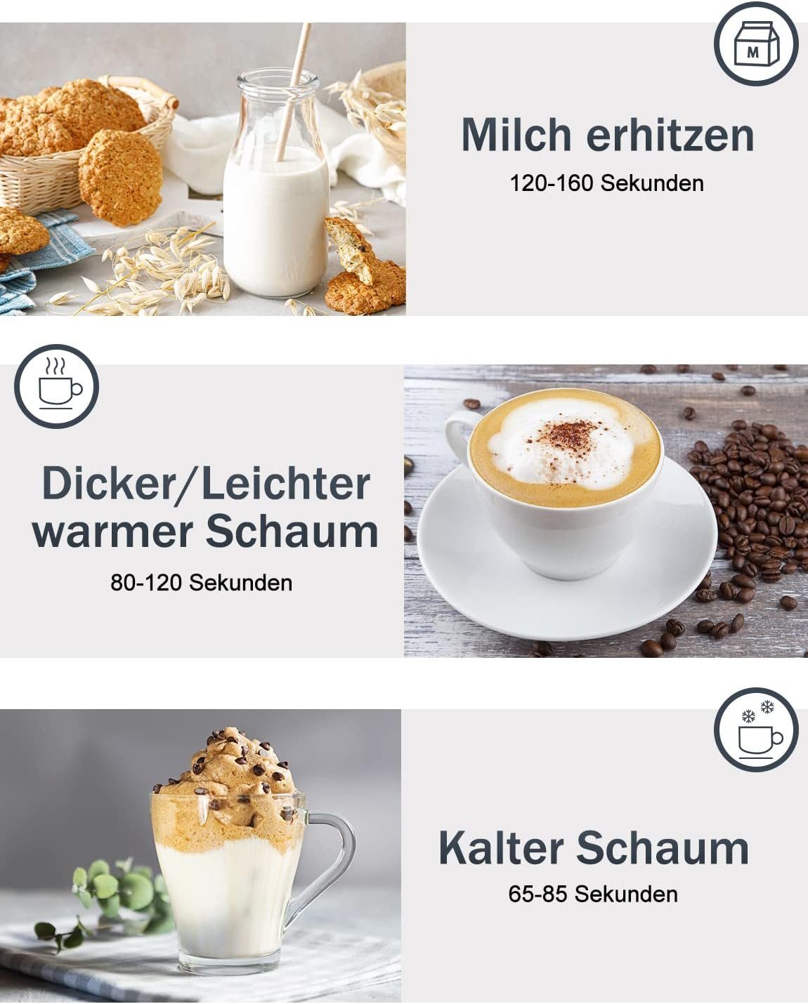 Milchaufschäumer 4 in 1 Milchaufschäumer elektrisch,Automatischer Milchschäumer
