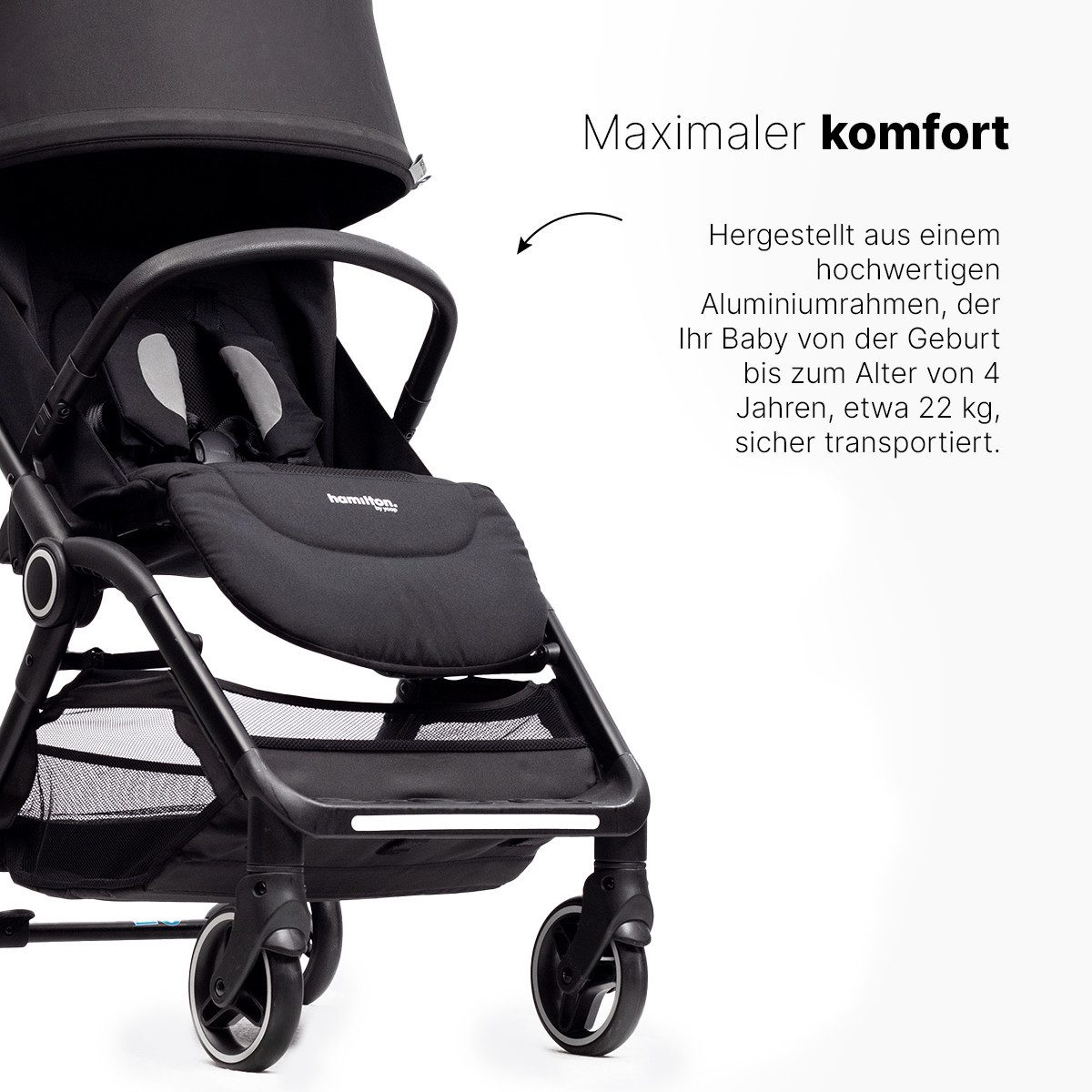Kombi-Kinderwagen Kinderwagen Schwarz – Leichtgewicht Buggy - MagicFold™ Technology