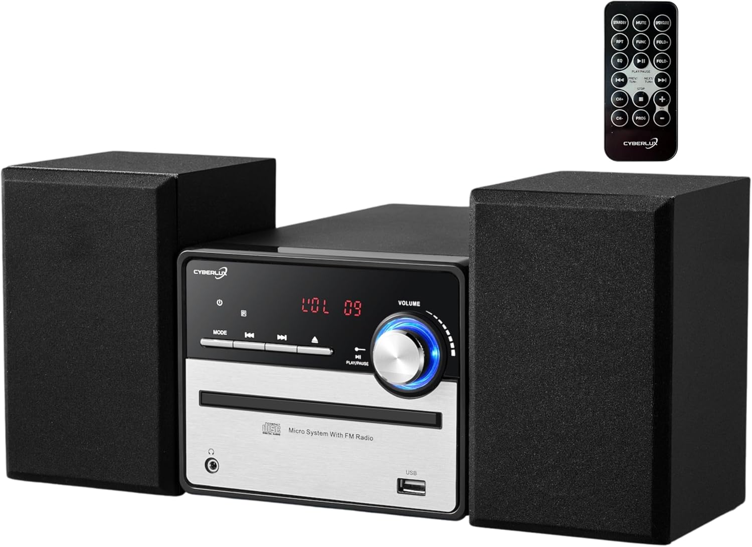 Cyberlux Impianto musicale retrò HiFi|Impianto stereo|Impianto compatto|USB|Line Out|CD/MP3|Radio FM,30 slot di memoria|Display LED|lettore cassette|Mini impianto HiFi|impianto stereo con