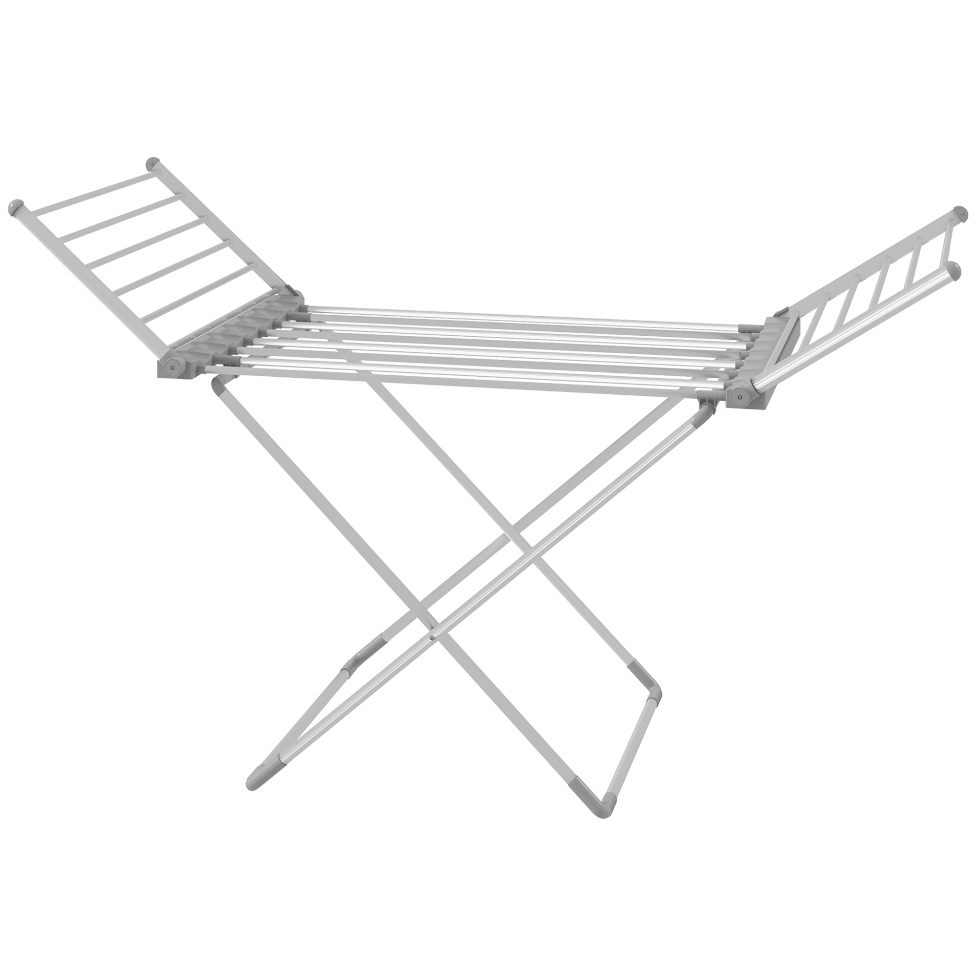 HOMCOM Wäscheständer Wäschetrockner 2 ausziehbare seitliche Flügel Aluminiumlegierung 144 x 53 x 96 cm