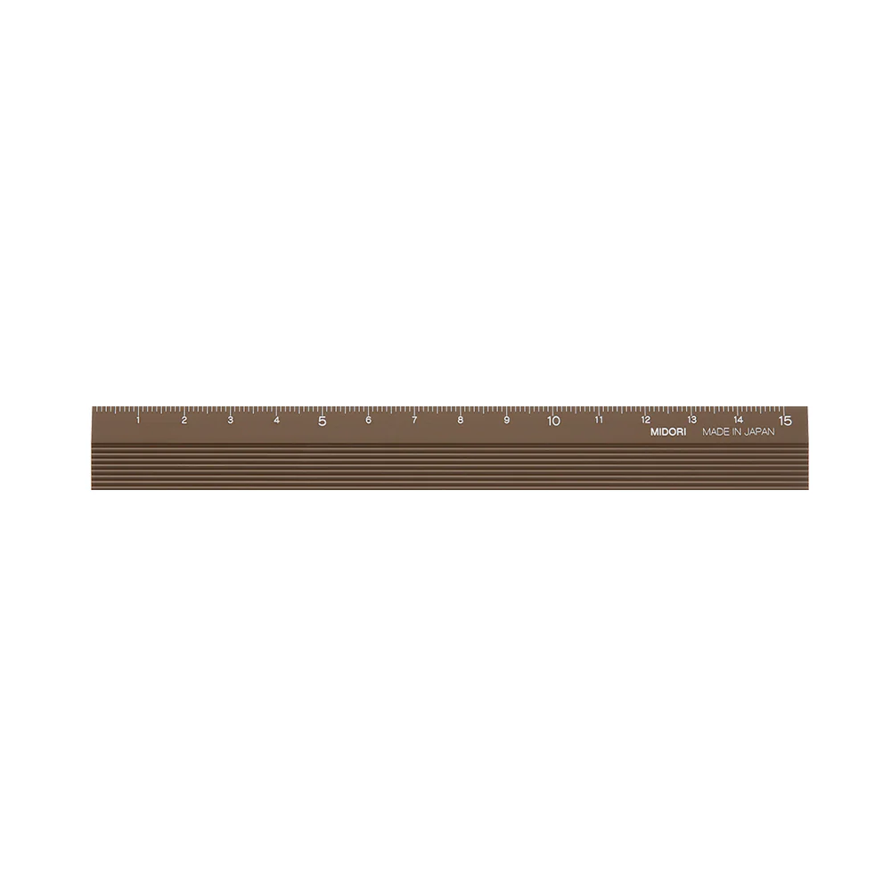 Midori Aluminum Ruler (15cm) - Brown
