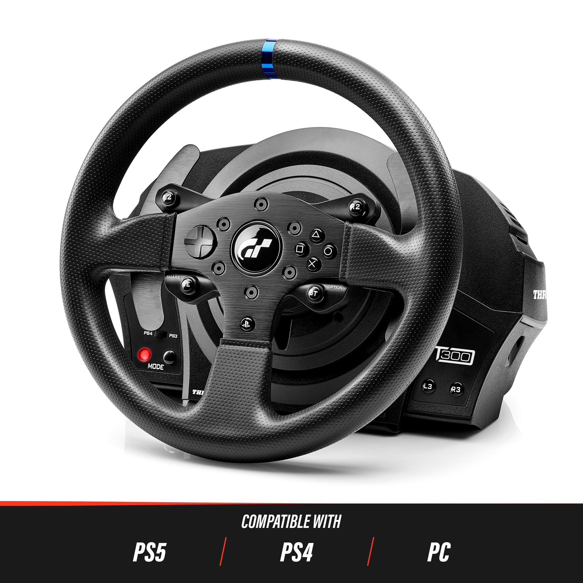 Thrustmaster T300RS GT Force Feedback Rennlenkrad mit Dreipedalset kompatibel mit PS5 und PC
