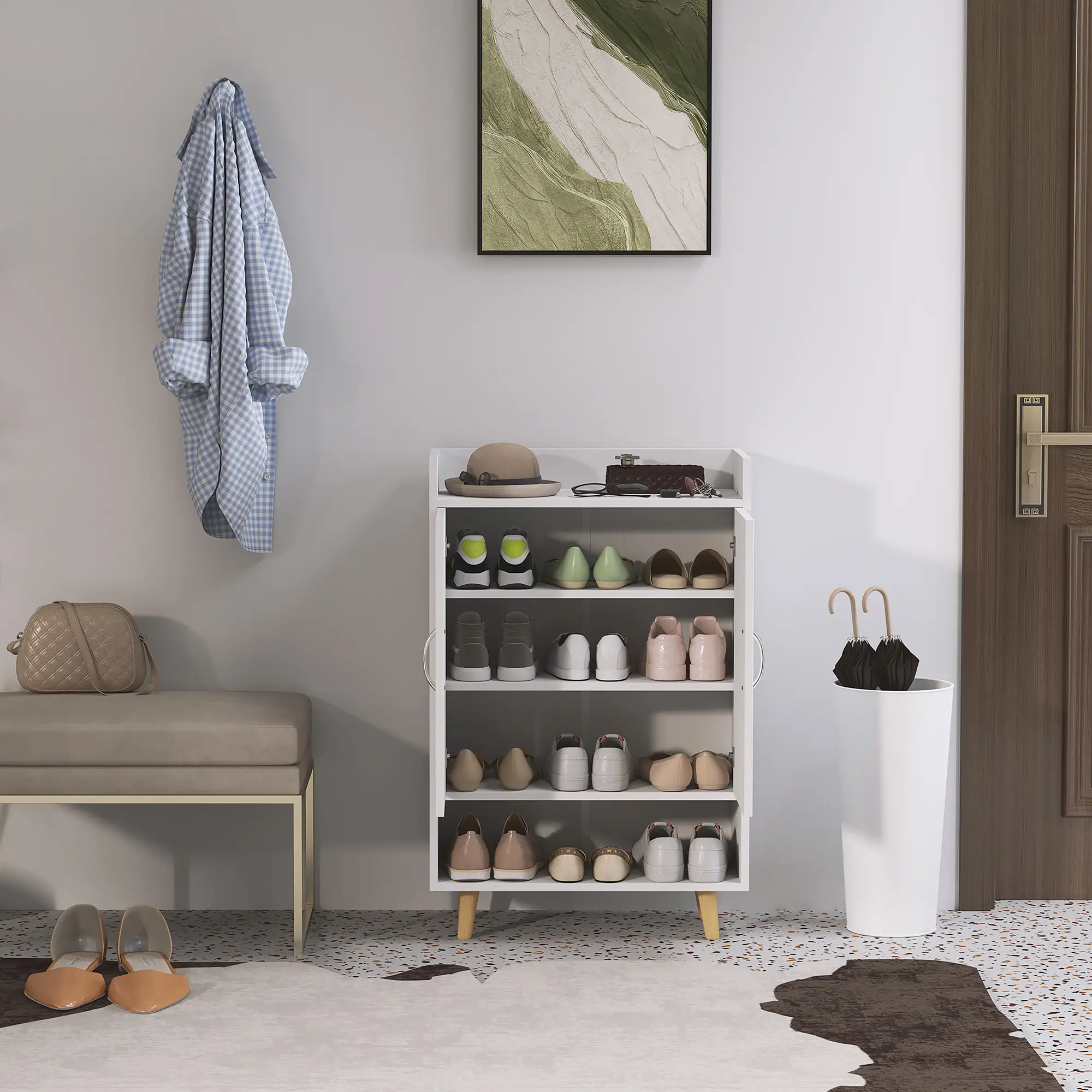 HOMCOM Schuhschrank mit viel Stauraum und kippsicherem Design Weiß
