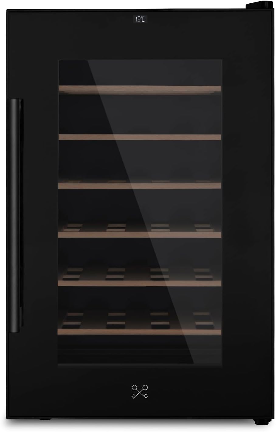 LES PETITS CHAMPS 28 Bottle Cantinetta per vino CAVCB28 Black Edition, 70L, 6 ripiani, regolabile da 11 a 18°C, raffreddamento termoelettrico, design elegante, LED, anti-UV