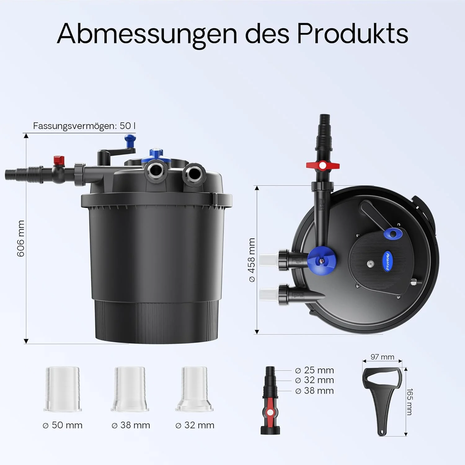 SunSun CPF-15000 drukfilter 10.000 l/u / 18 W UVC-eenheid, vijverdrukfilter voor vijvers tot 30.000 liter, vijverzuiveraar, filterinstallatie
