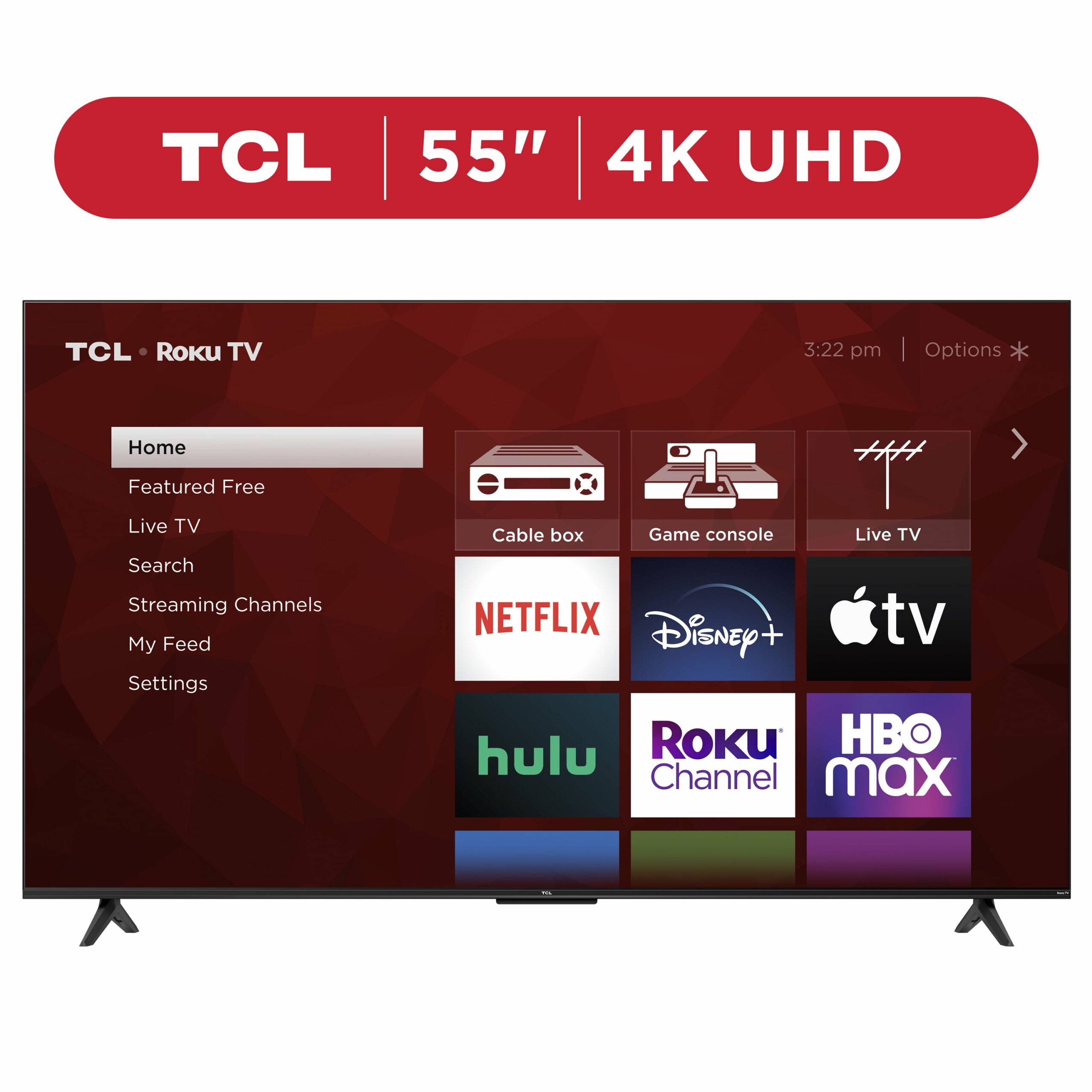 TCL 55′′ 4-Series 4K UHD HDR Smart TV with Roku, Voice Control, and 4 HDMI Inputs